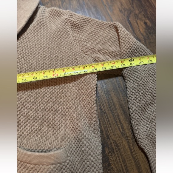 J.Crew Cardigan Sweater Men's L Rust Brown Cotton Shawl Collar Button Waffle - Picture 7 of 7